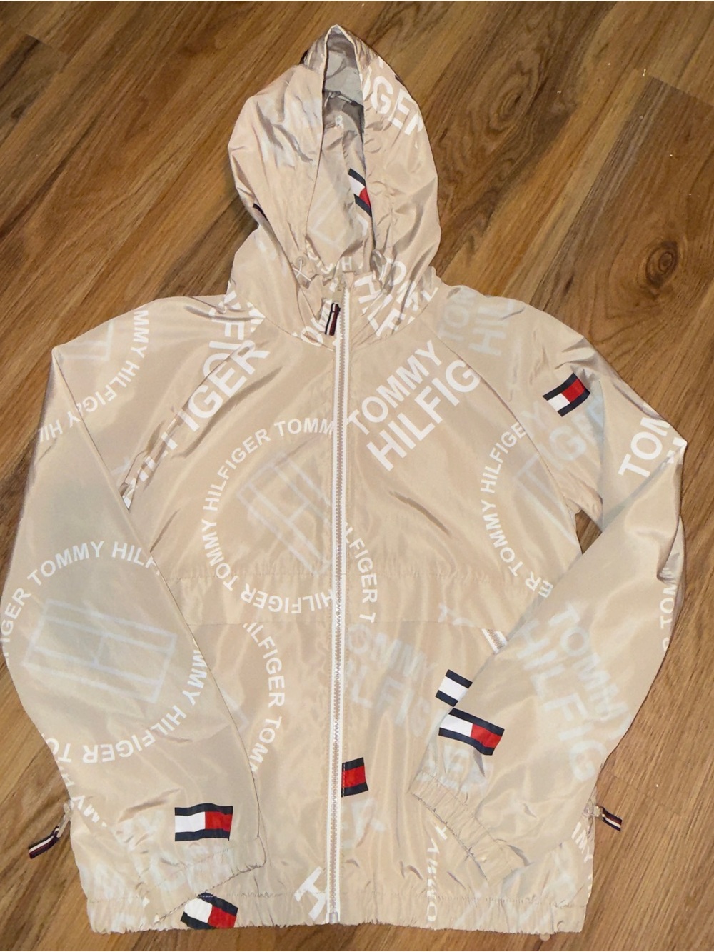 Tommy Hilfiger Beige All-Over Logo Windbreaker